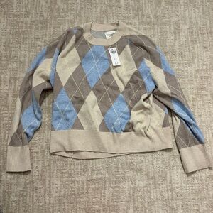 Abercrombie Madeline Argyle Y2K preppy crewneck medium sweater BNWT